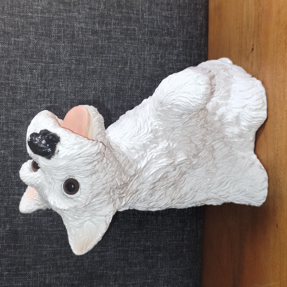 Vintage 1984 Universal Statuary Corp 316 Resin Terrier white dog statue